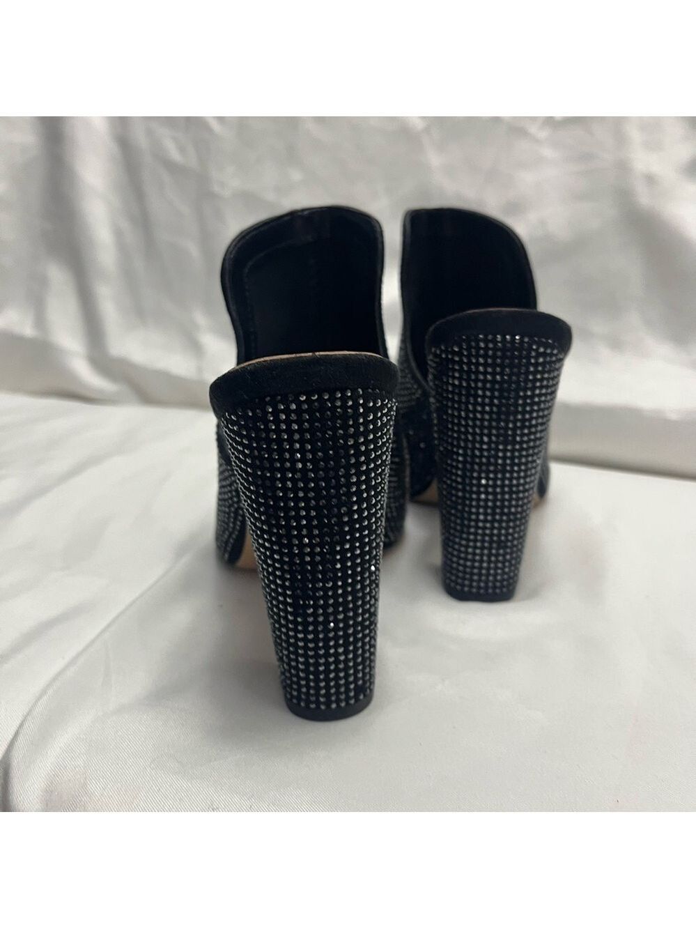 Aldo Rhinestone Crystal Embellished Mules Heels Black 7.5 - Picture 9 of 12